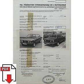 1978 BMW 323i FIA homologation form PDF download
